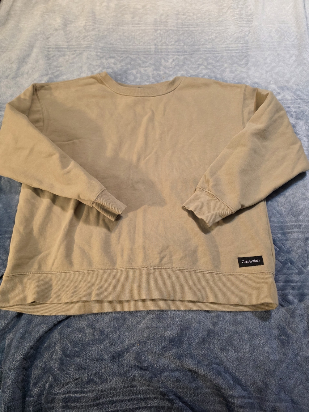 Calvin Klein Men's Crewneck Sweatshirt in Beige Tan